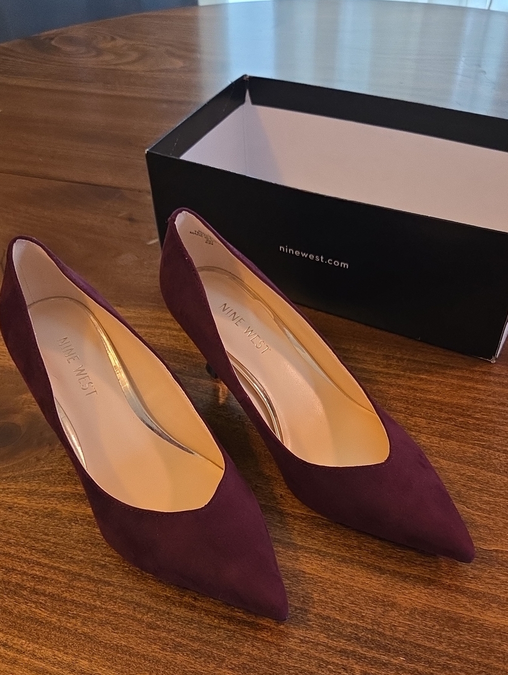 Nine West Plum Suede Pointed Toe Pumps - Deep Purple